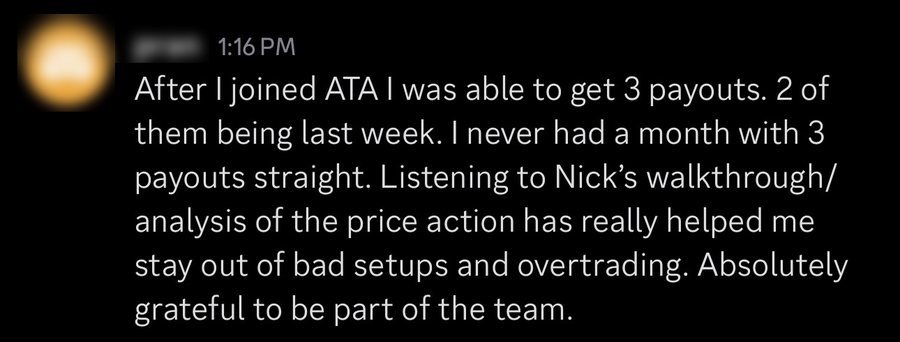 Discord: three payouts in a month for the first time, staying out of bad setups and overtrading
