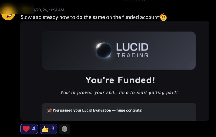 Discord: funded with Lucid Trading, slow and steady now to do the same on the funded account